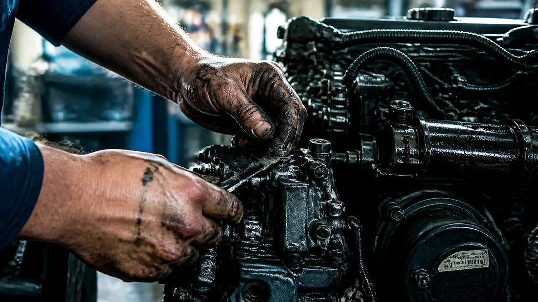 Mechanic's hands protected from grease with ONWEX barrier gel