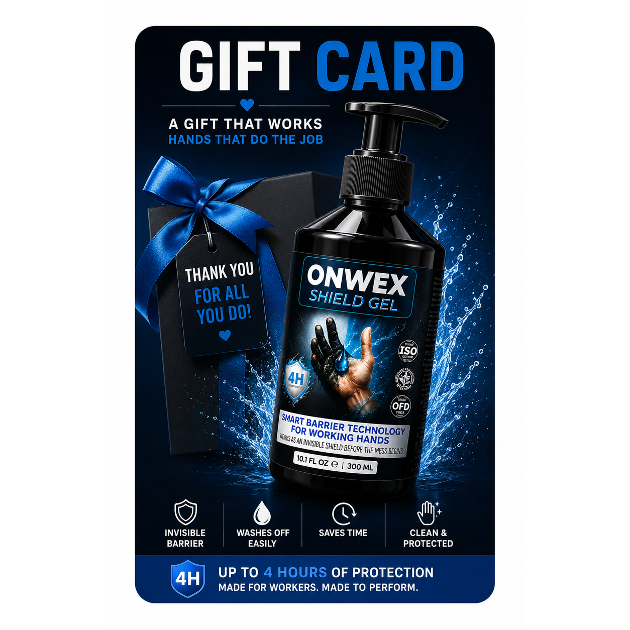 ONWEX digital gift card redeemable on all hand barrier gel products