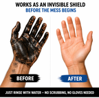 before and after hand protection with onwex grease paint removal comparison