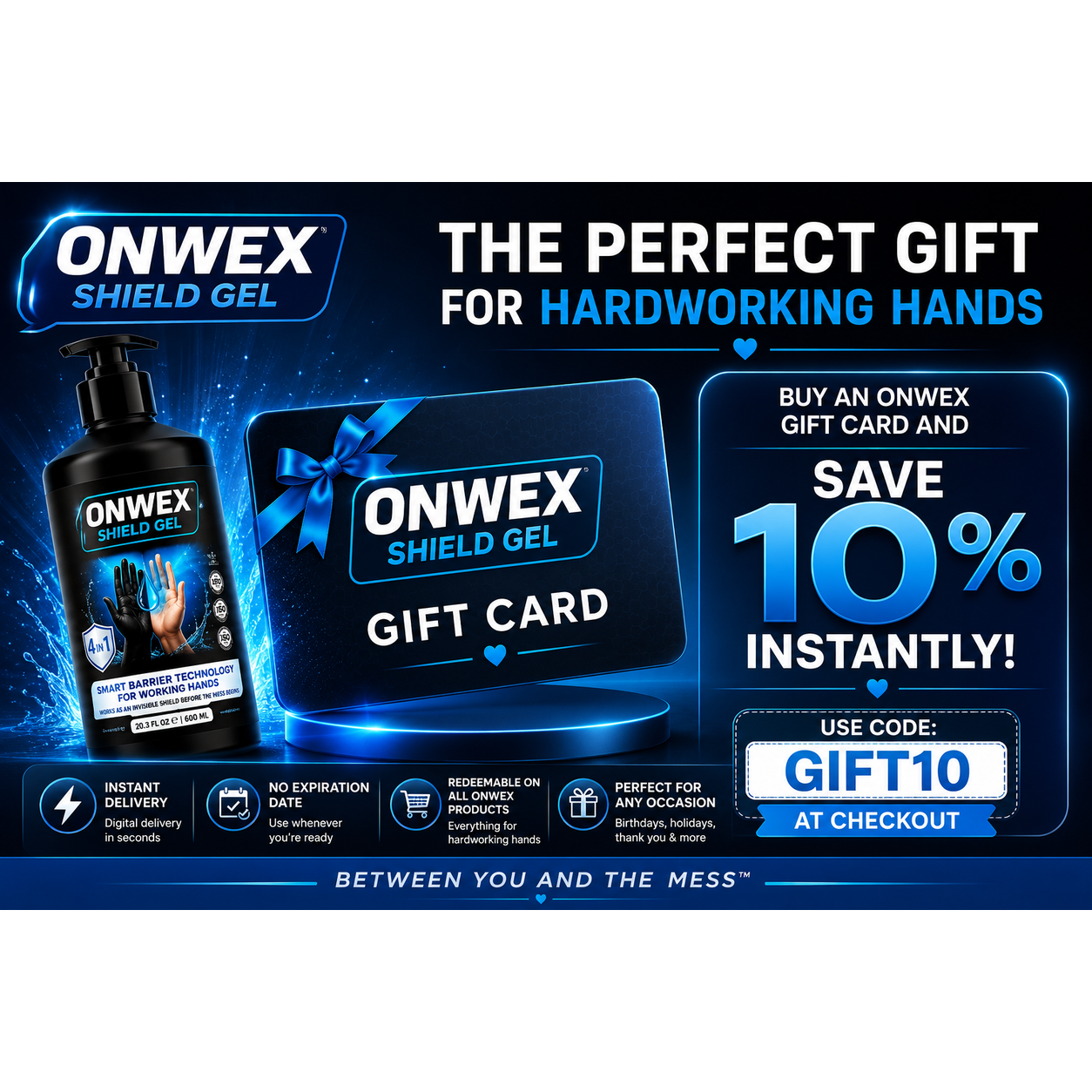 ONWEX gift card instant email delivery for mechanics and painters