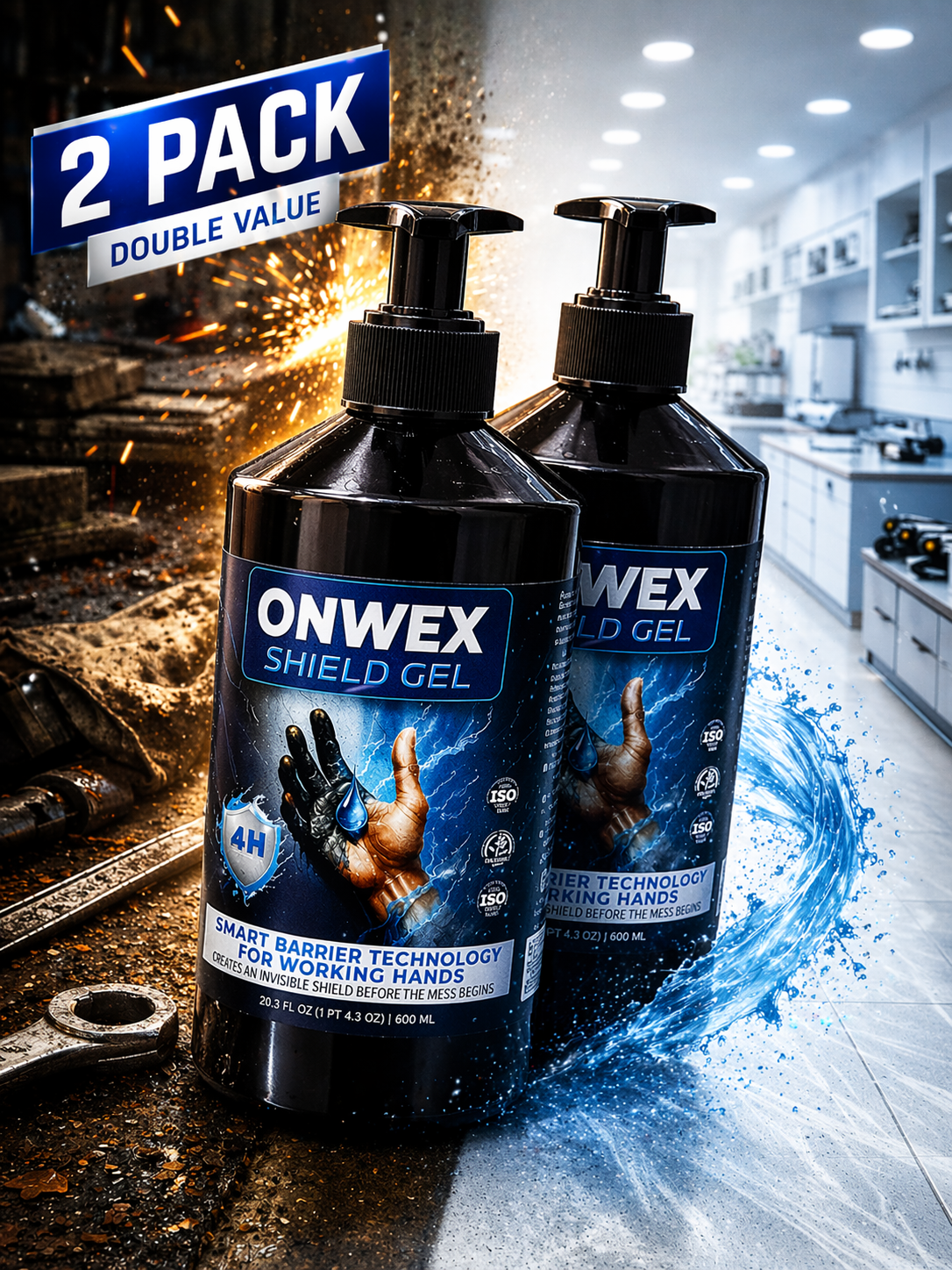 ONWEX 2 pack industrial hand protection gel for mechanics painters and contractors preventing grease oil paint silicone and spray foam from sticking without heavy scrubbing