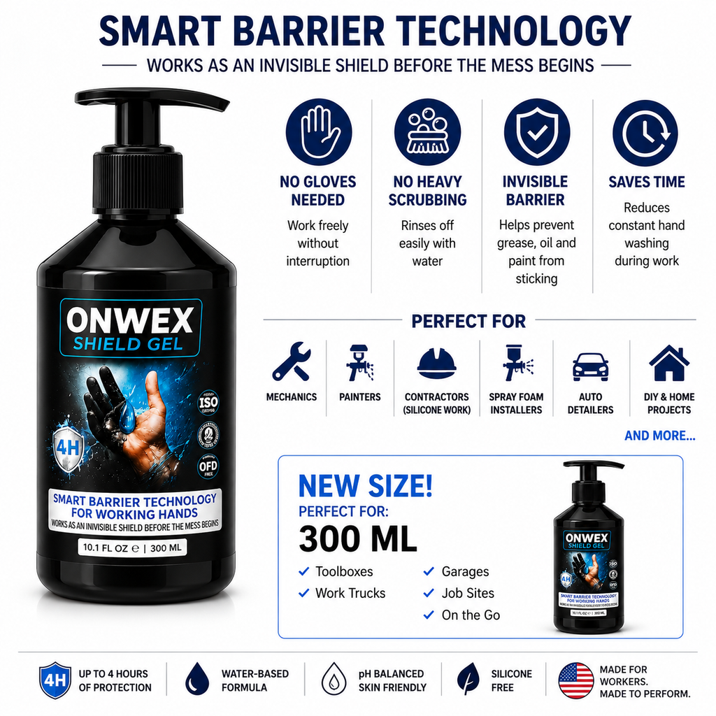 ONWEX hand protection ideal for mechanics, painters, contractors and DIY users