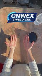 Person applying ONWEX industrial hand protection gel before work creating invisible barrier against grease oil paint silicone and spray foam keeping hands clean without scrubbing